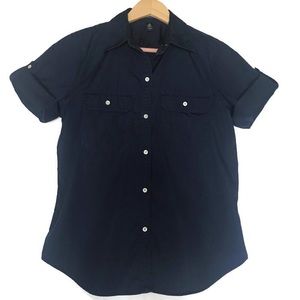 Lauren Ralph Lauren 100% Cotton Navy Camp Shirt M